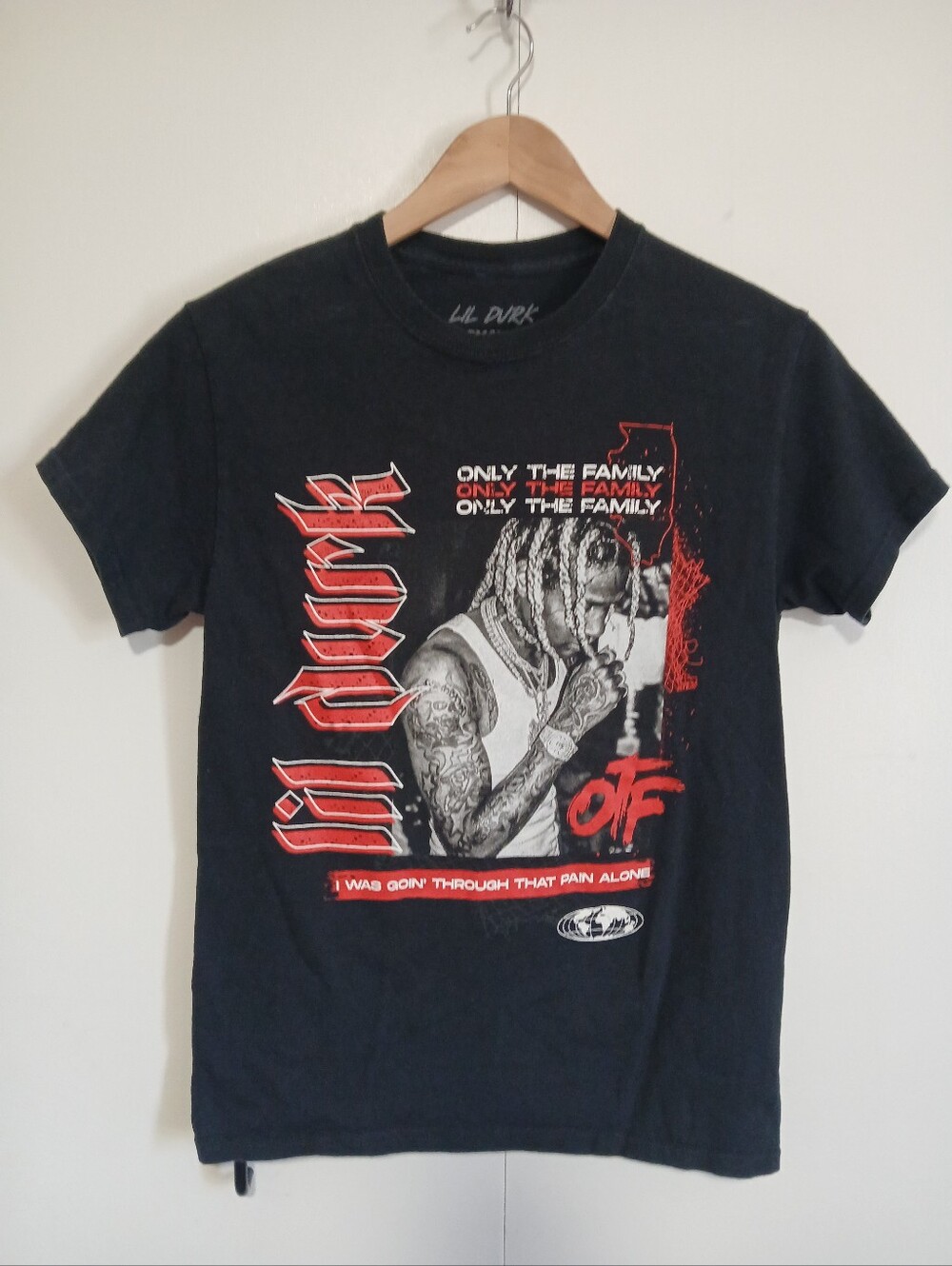 ​Lil Durk OTF Only The Family Graphic T-Shirt Pain Alone Black Mens Small